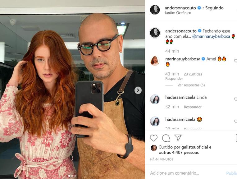 Marina Ruy Barbosa intensifica o tom de ruivo de seu cabelo