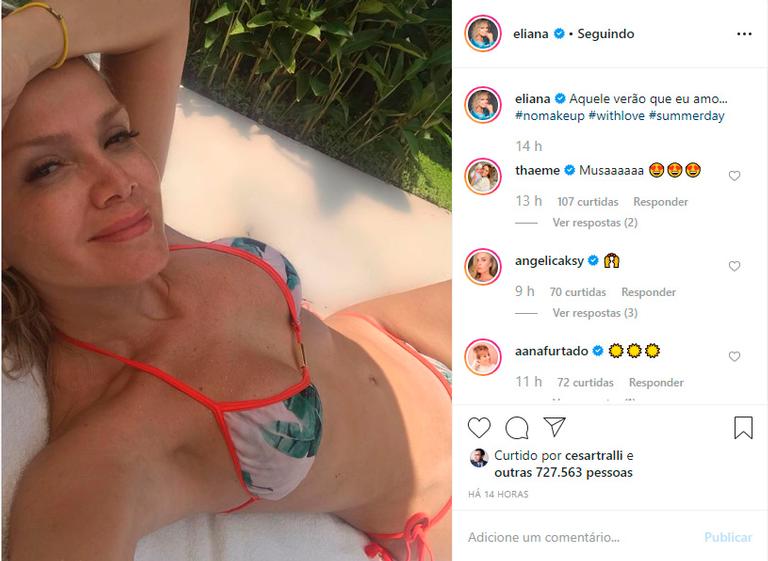 Eliana mostra barriga sequinha de biquíni