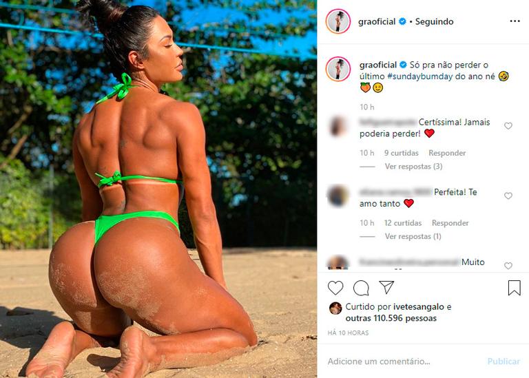 Gracyanne Barbosa faz cordinha do biquíni sumir no bumbum