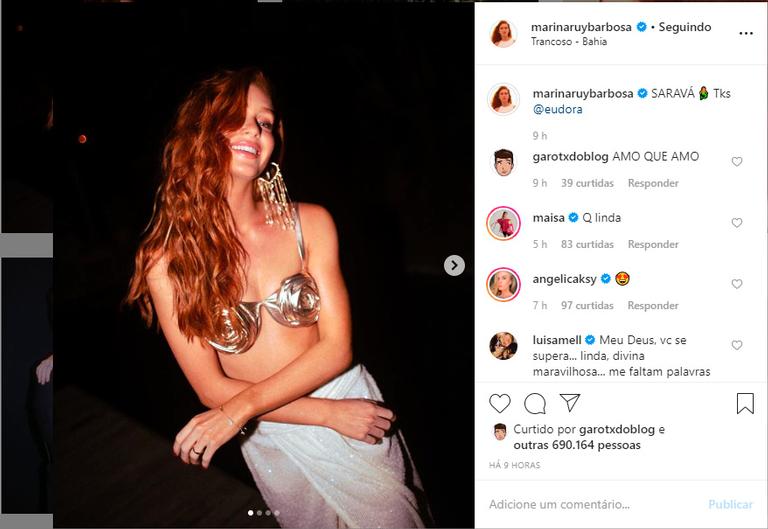 Marina Ruy Barbosa ostenta barriga trincada