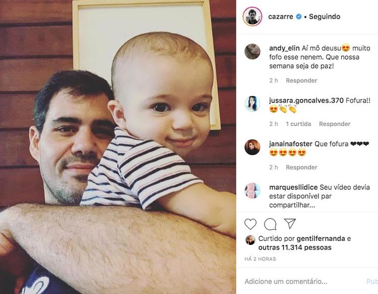 Filho caçula de Juliano Cazarré rouba a cena em foto fofíssima