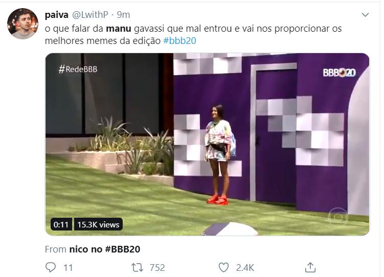 BBB20: Manu Gavassi faz entrada icônica no reality