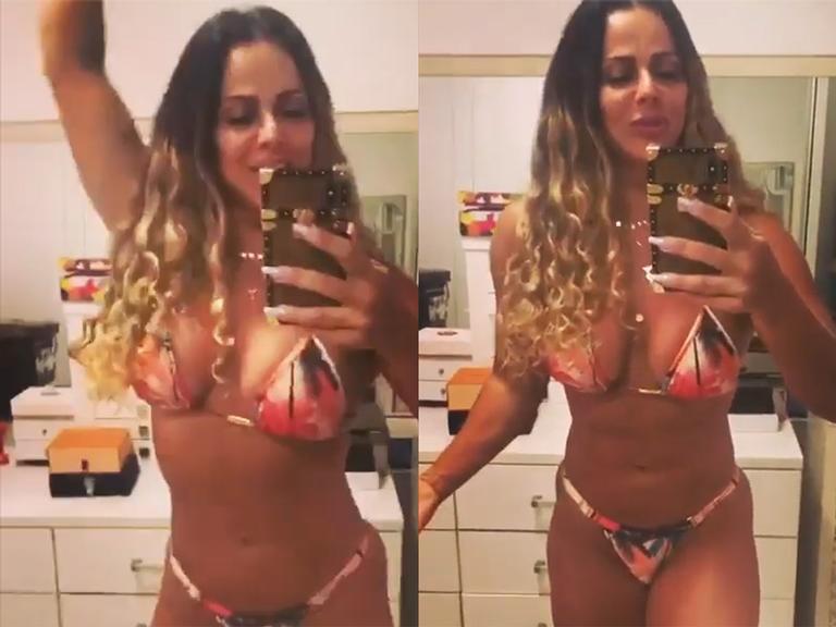 Viviane Araújo samba com biquíni mínimo antes do Carnaval