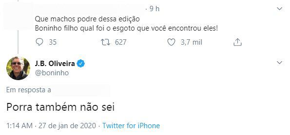 Boninho dá resposta sincerona a seguidor que criticou BBB 20