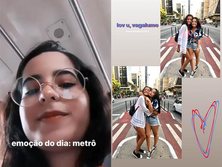 Filha de Fernando Zor anda de metrô lotado em SP