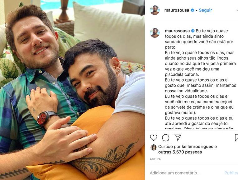 Mauricio de Sousa faz foto do filho e do genro em momento romântico