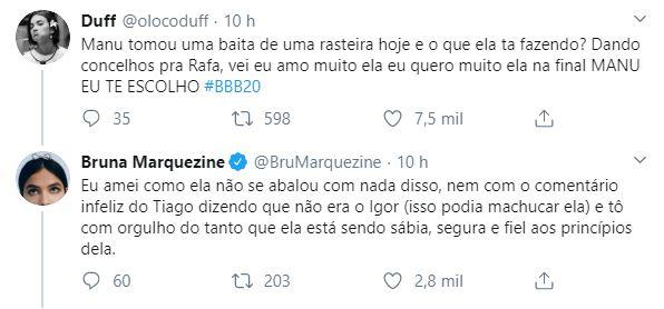 Bruna Marquezine detona comentário de Tiago Leifert para Manu Gavassi