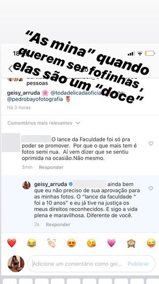 Com pouca roupa, Geisy Arruda rebate crítica de segudora