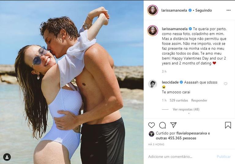 Em clima de Valentine's Day, Larissa Manoela se declara a Leo Cidade