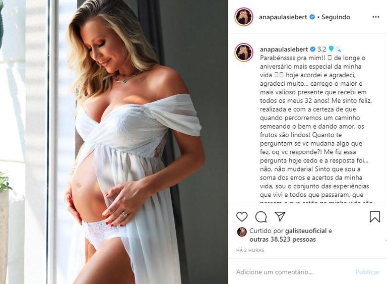 Ana Paula Siebert celebra 32 anos de vida com clique do barrigão