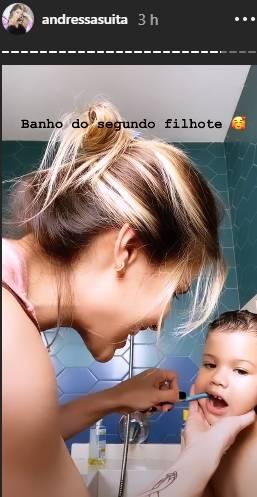 Andressa Suita dá banho nos filhos e explode fofurômetro na web