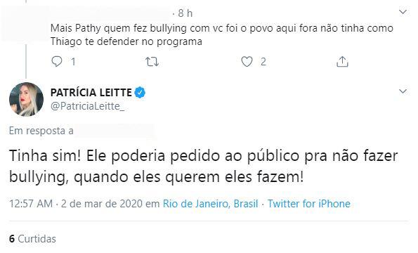 Ex-BBB Patrícia relembra bullying virtual