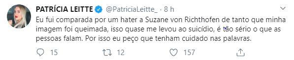 Ex-BBB Patrícia relembra bullying virtual