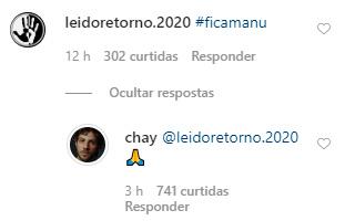 Chay Suede se posiciona a favor de Manu Gavassi