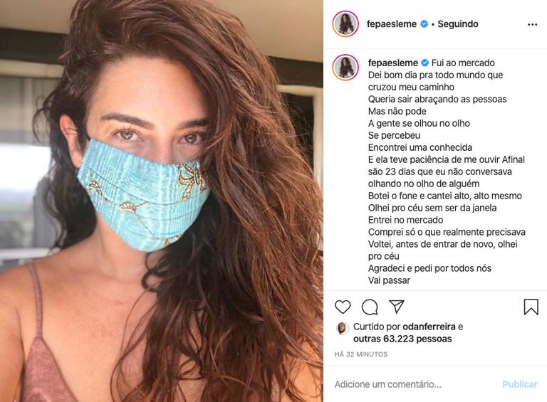 Fernanda Paes Leme revela emoção de ir ao supermercado