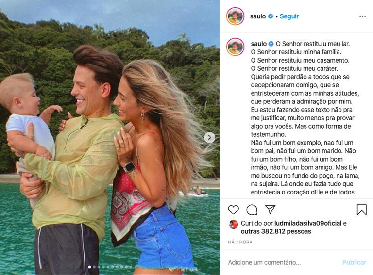 Saulo Poncio desabafa após crise no casamento