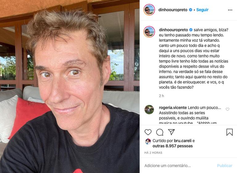 Dinho Ouro Preto revela que está se recuperando de coronavírus