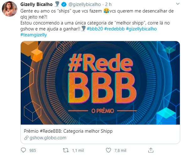 Gizelly ignora votação da final