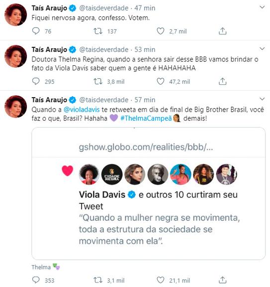 Taís Araujo recebe apoio de Viola Davis