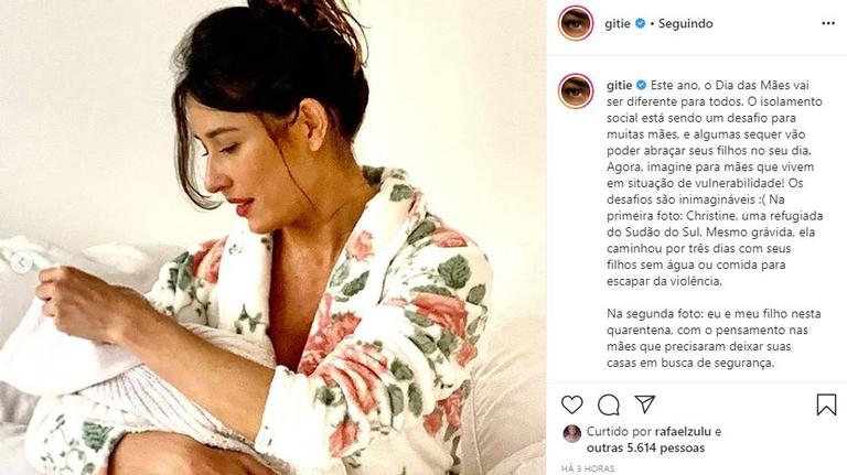 Giselle Itié faz um textão refletindo sobre o dia das mães no período de quarentena