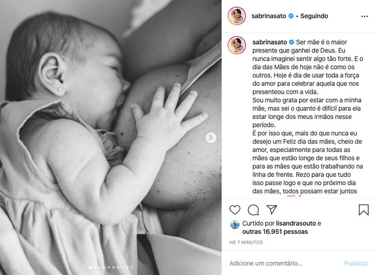 Sabrina Sato compartilha registro de Zoe recém-nascida e encanta web