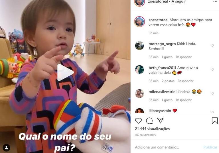 Sabrina Sato se derrete ao flagrar a filha falando o nome do papai