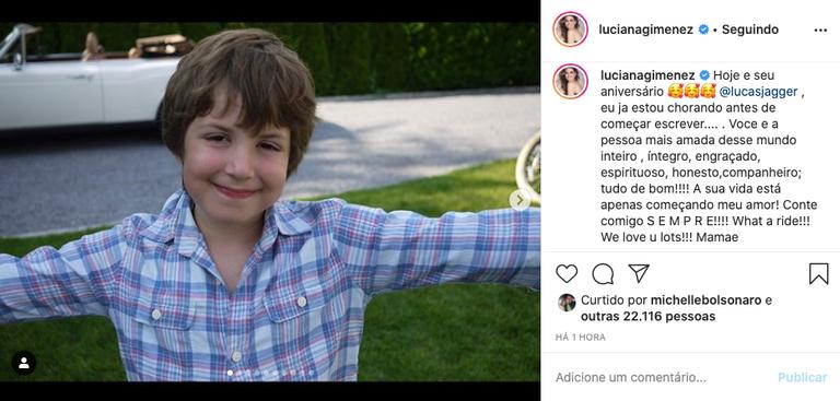 Luciana Gimenez faz homenagem de aniversário a Lucas Jagger