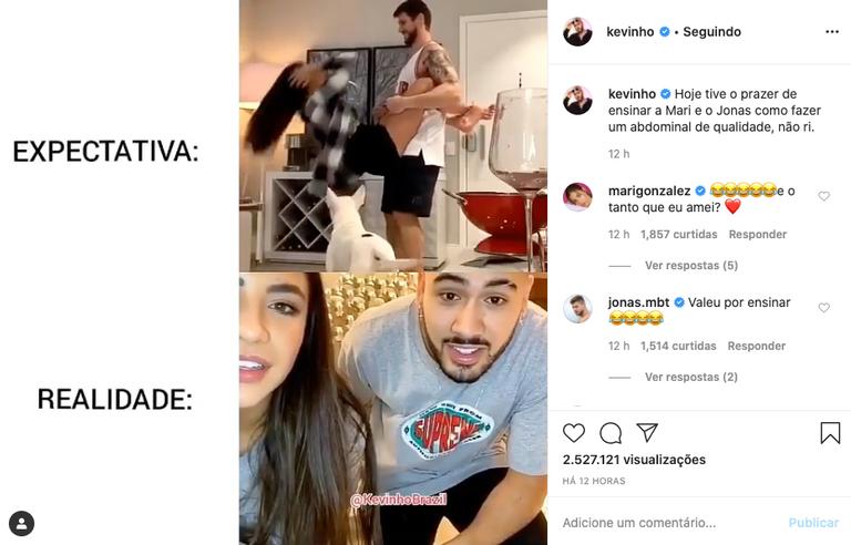 Kevinho e namorada encaram desafio de Mari Gonzalez e Jonas Sulzbach