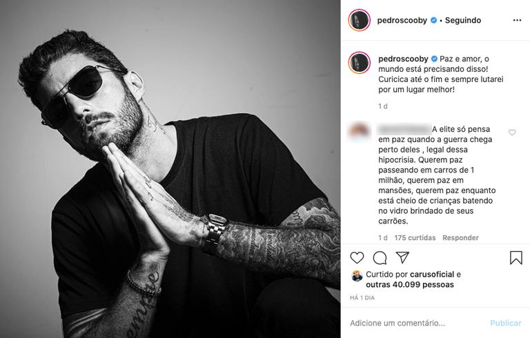 Pedro Scooby pede paz e é criticado nas redes