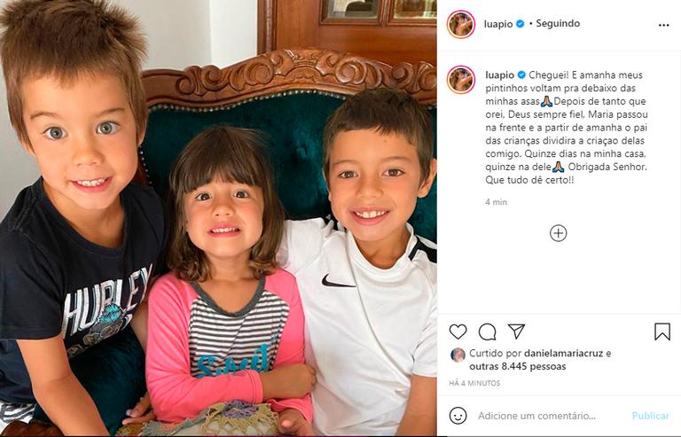 Bem, Dom e Liz, filhos de Luana Piovani e Pedro Scooby