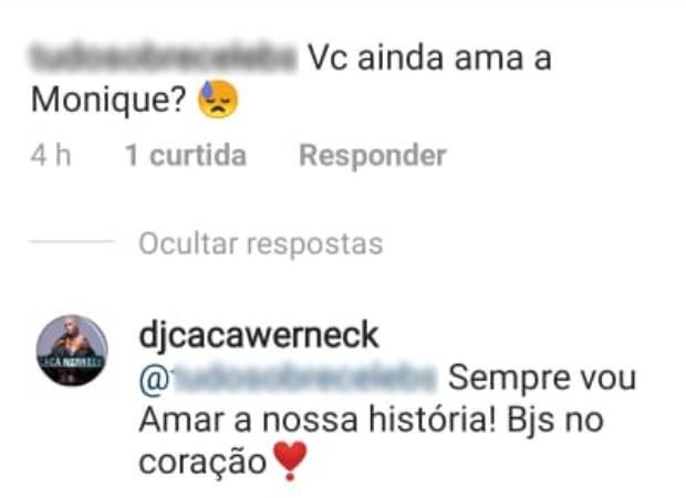 Cacá Werneck abre o jogo sobre seus sentimentos por Monique Evans