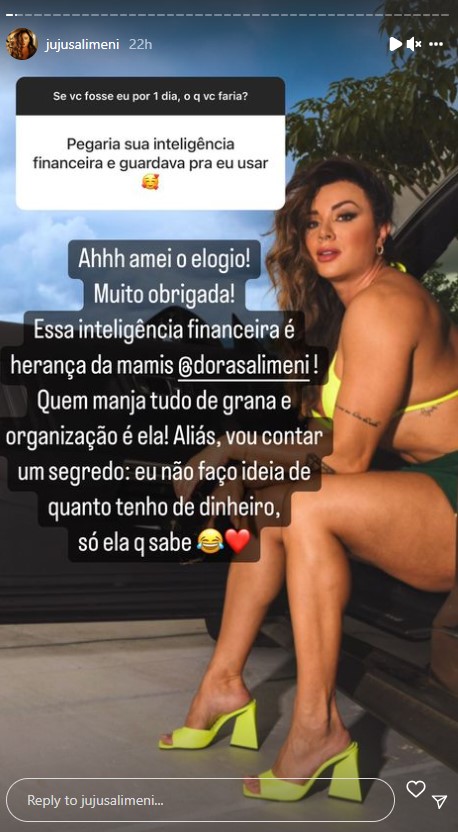 Juju Salimeni sobre vida financeira