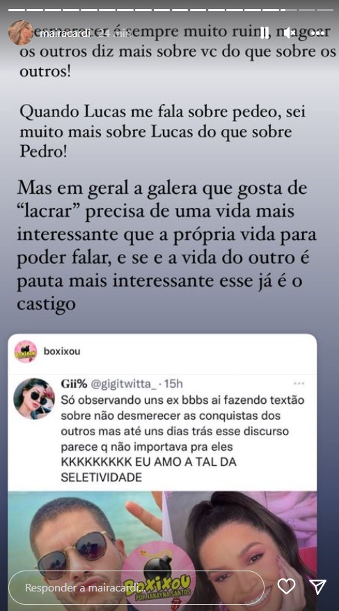 Maíra Cardi comparação Arthur com Juliette