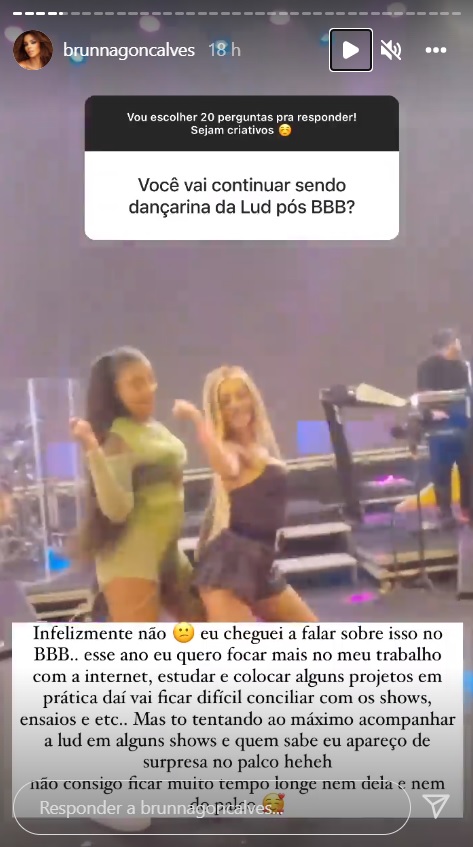 O que rolou? Ex-BBB Brunna Gonçalves se demite do balé de Ludmilla: "Difícil"