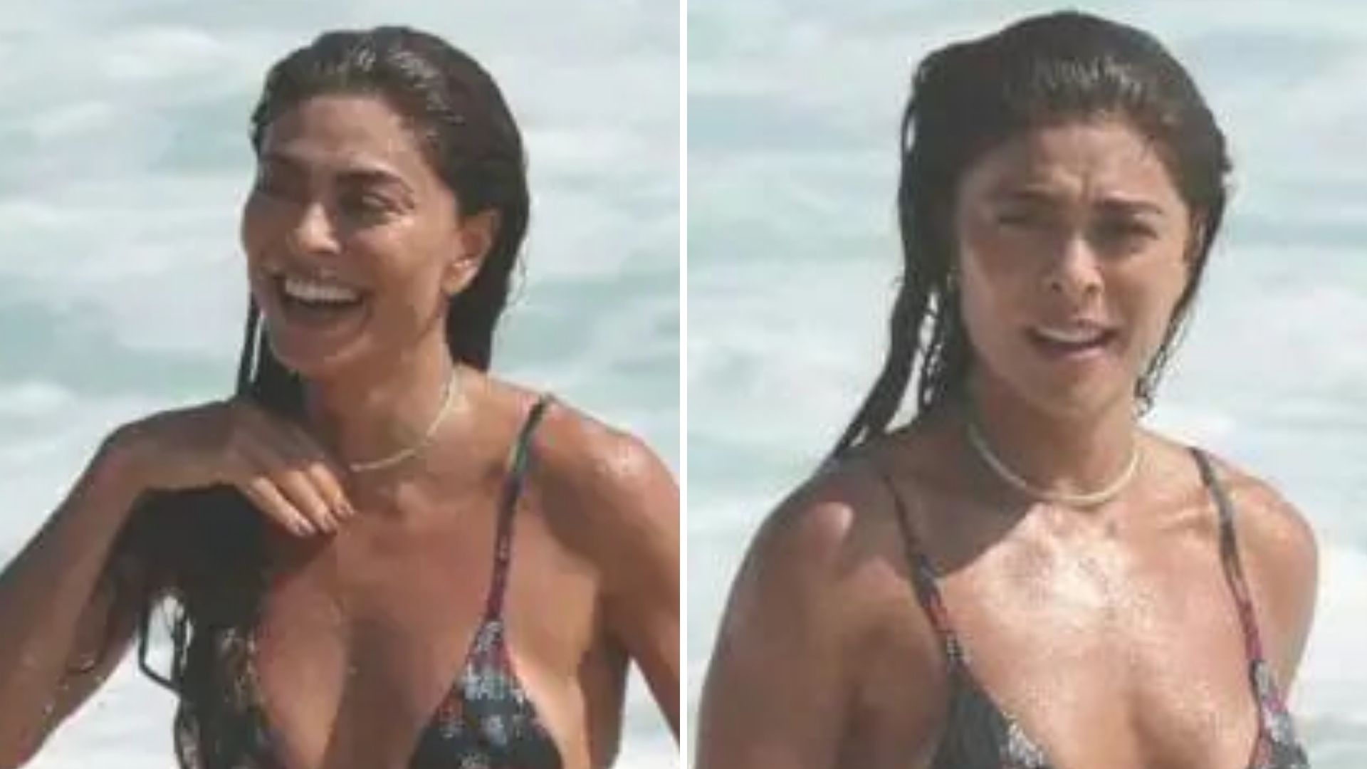 Juliana Paes toma banho de mar com fio-dental minúsculo e apaixona fãs