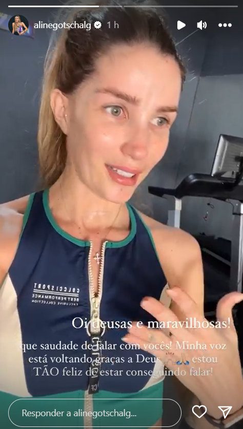 Ex-BBB Aline Gotschalg volta a falar após sequela de câncer: "Emocionada"