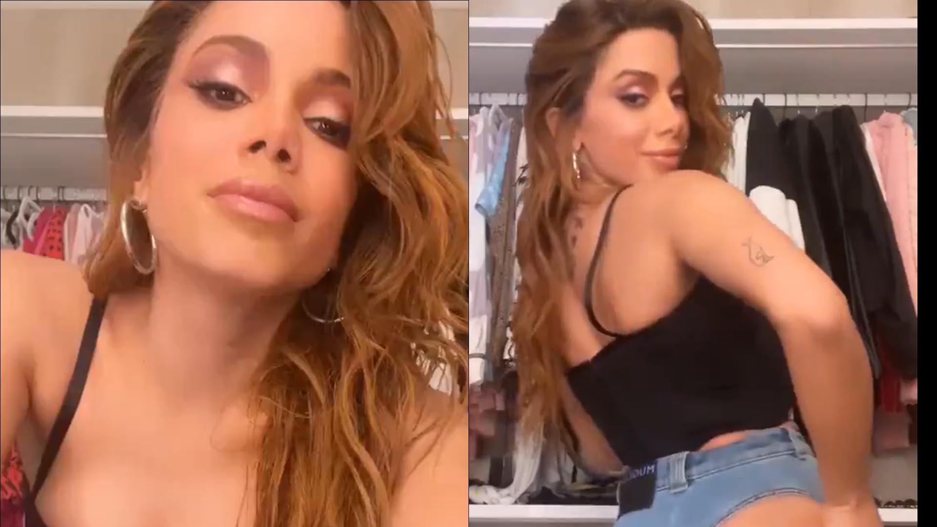 Anitta usa calça jeans aberta no bumbum e tattoo íntima é exposta: 