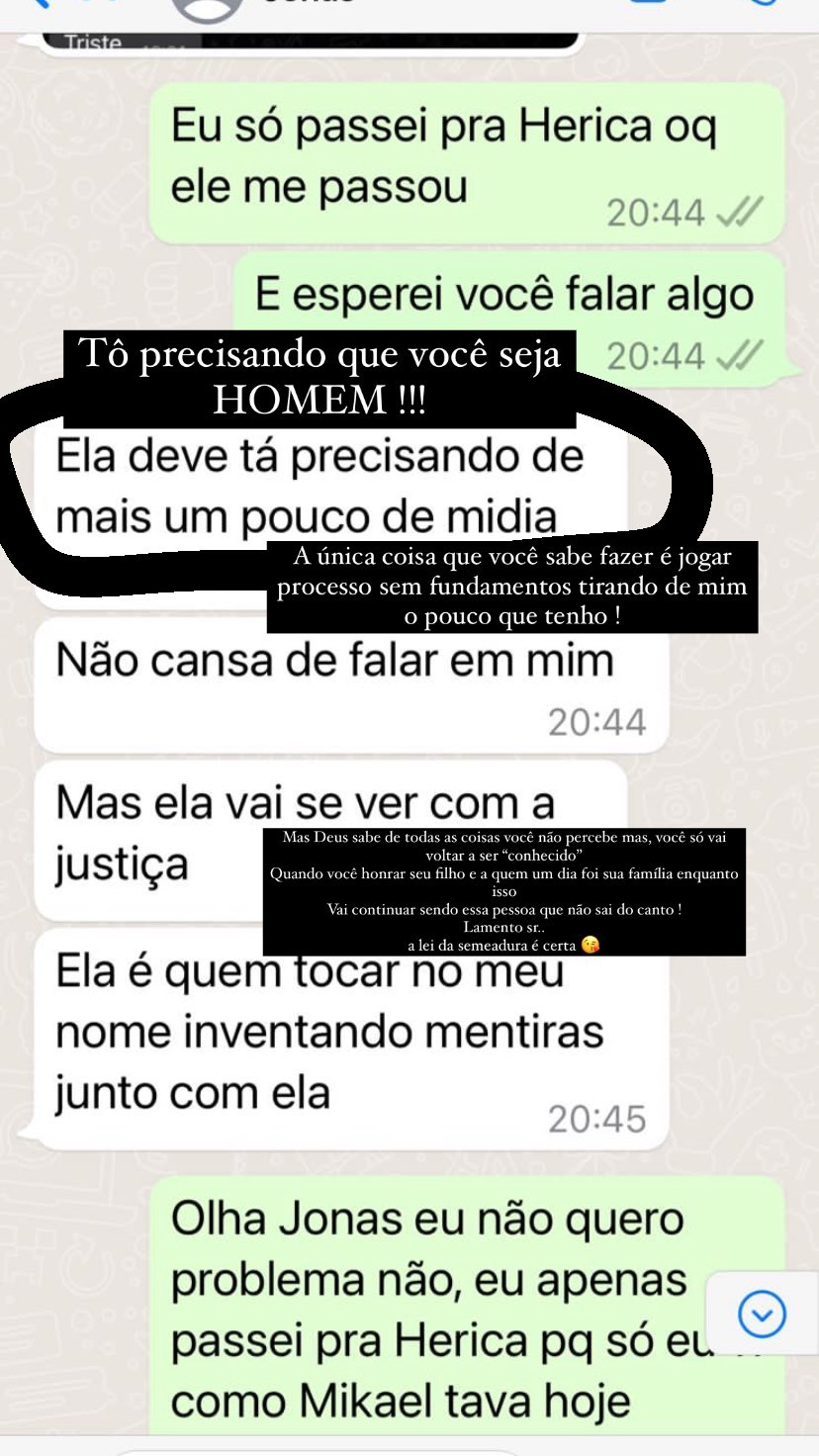 Jonas Esticado ameaça ex-mulher após ser exposto por abandonar filho: "Mentiras"