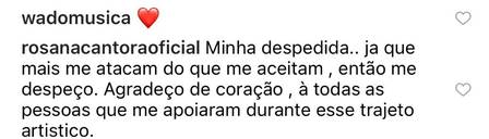 Cantora Rosana abandona carreira após ataques à sua aparência: "Me despeço"