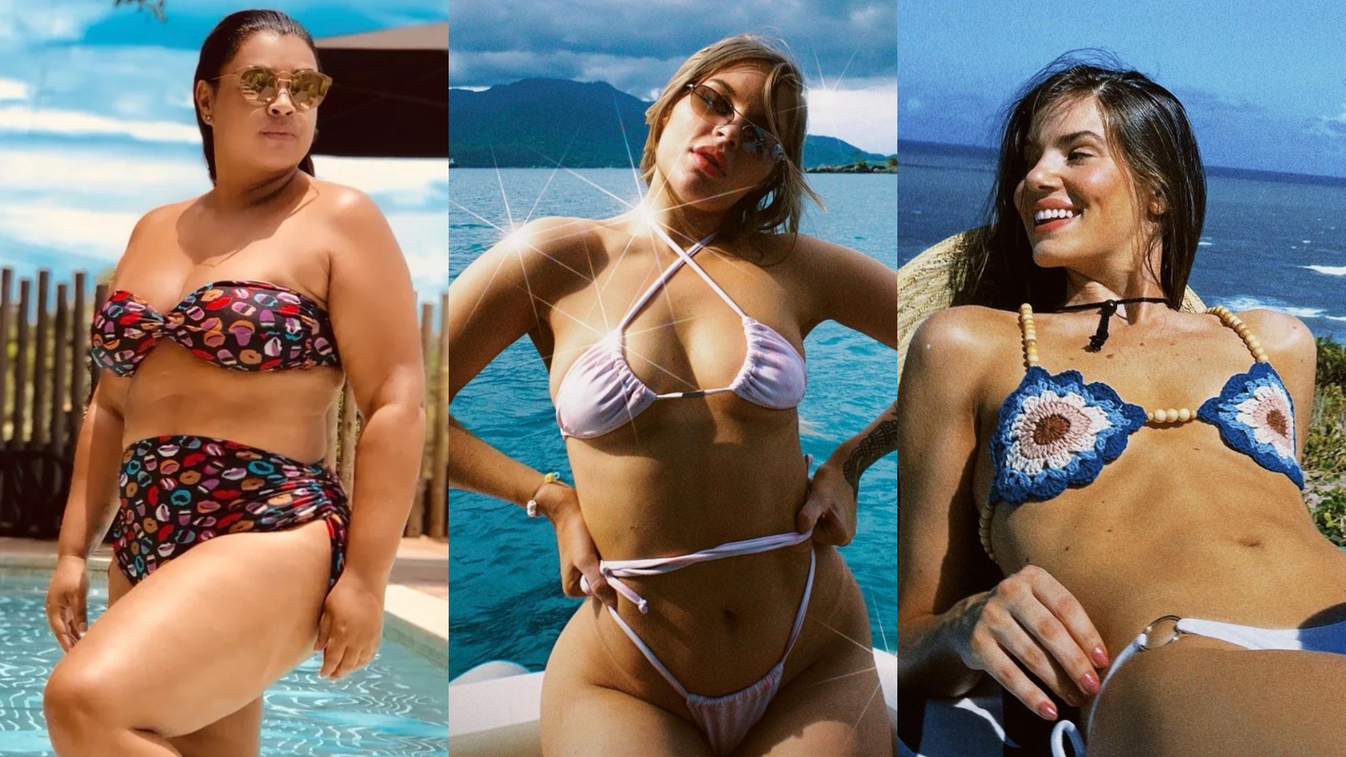 Alça cruzada ou crochê? Inspire-se nos biquínis das famosas para arrasar nesse verão