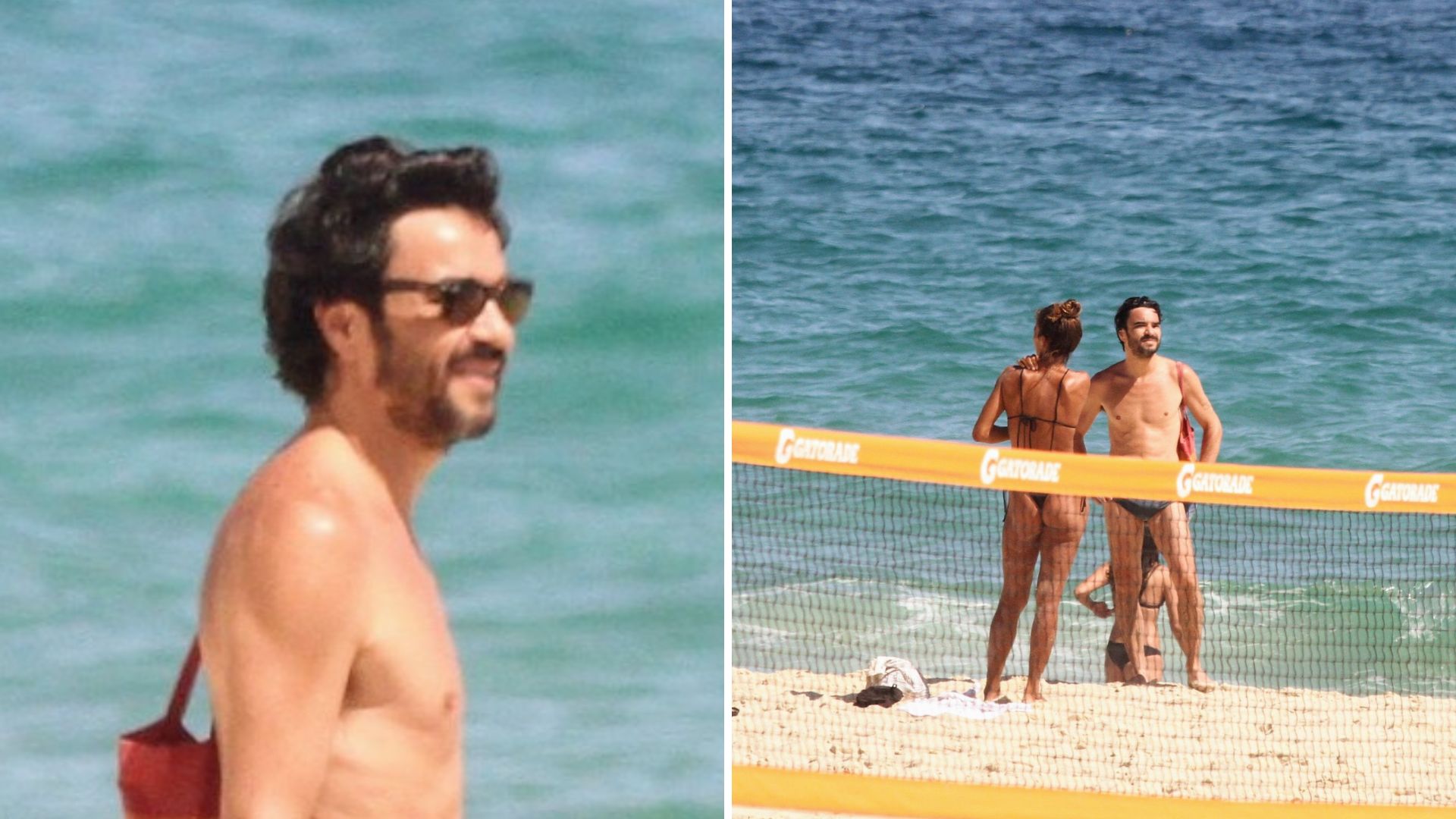 Que fartura! Com ‘volumão’ em evidência, Caio Blat vai à praia no Rio e atrai olhares
