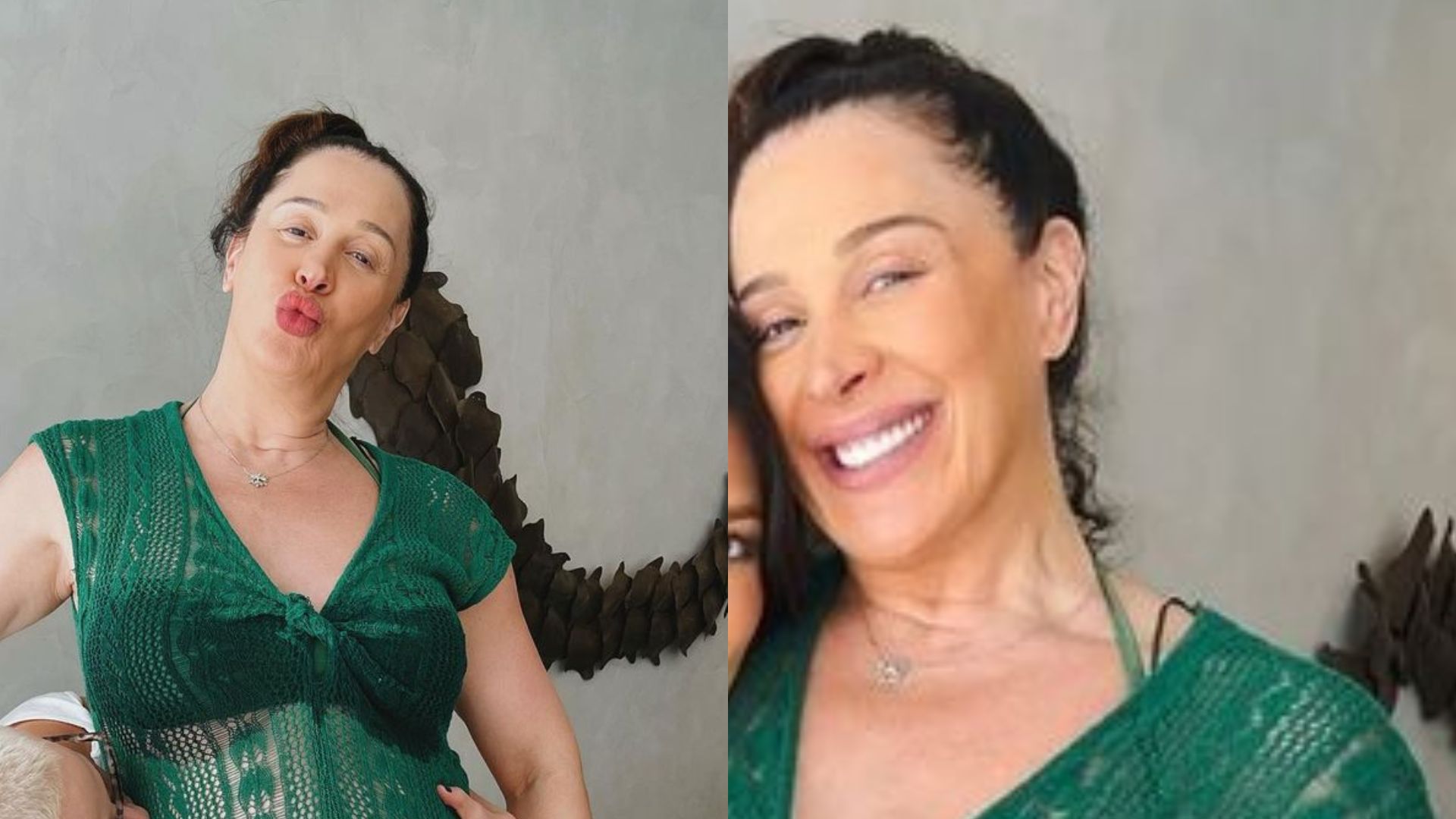 Claudia Raia recebe visita de casal de atrizes e ganha beijo na barriga: “Mamãe do ano”
