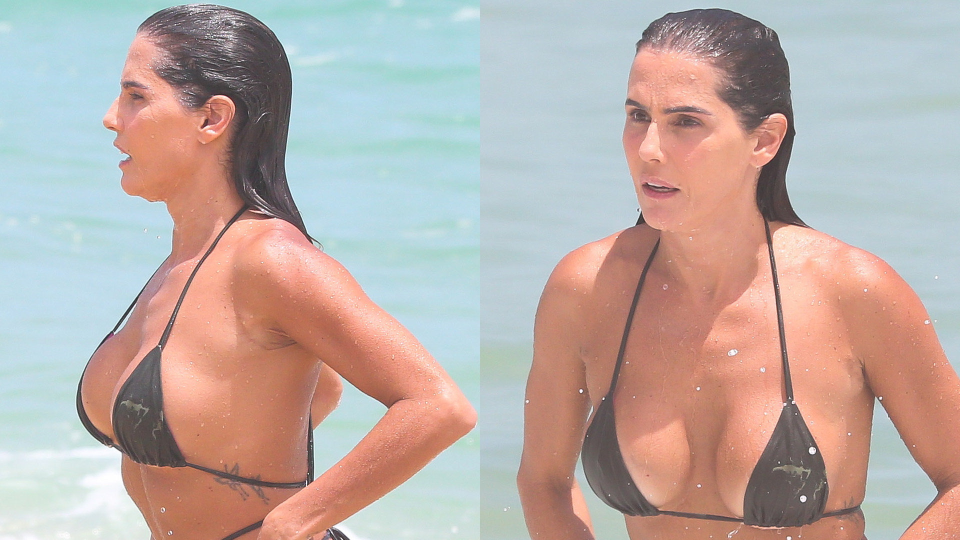 Ops! Deborah Secco quase é traída por biquíni minúsculo na praia