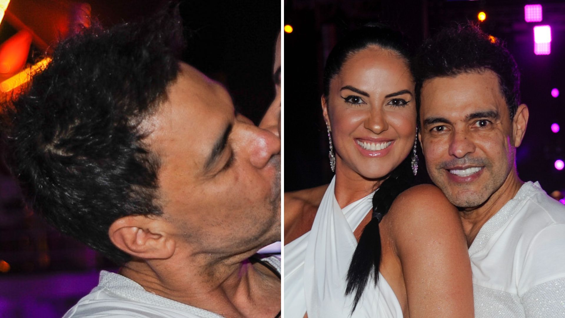 É o amor! Zezé Di Camargo dá beijão e troca carinhos com Graciele Lacerda em show