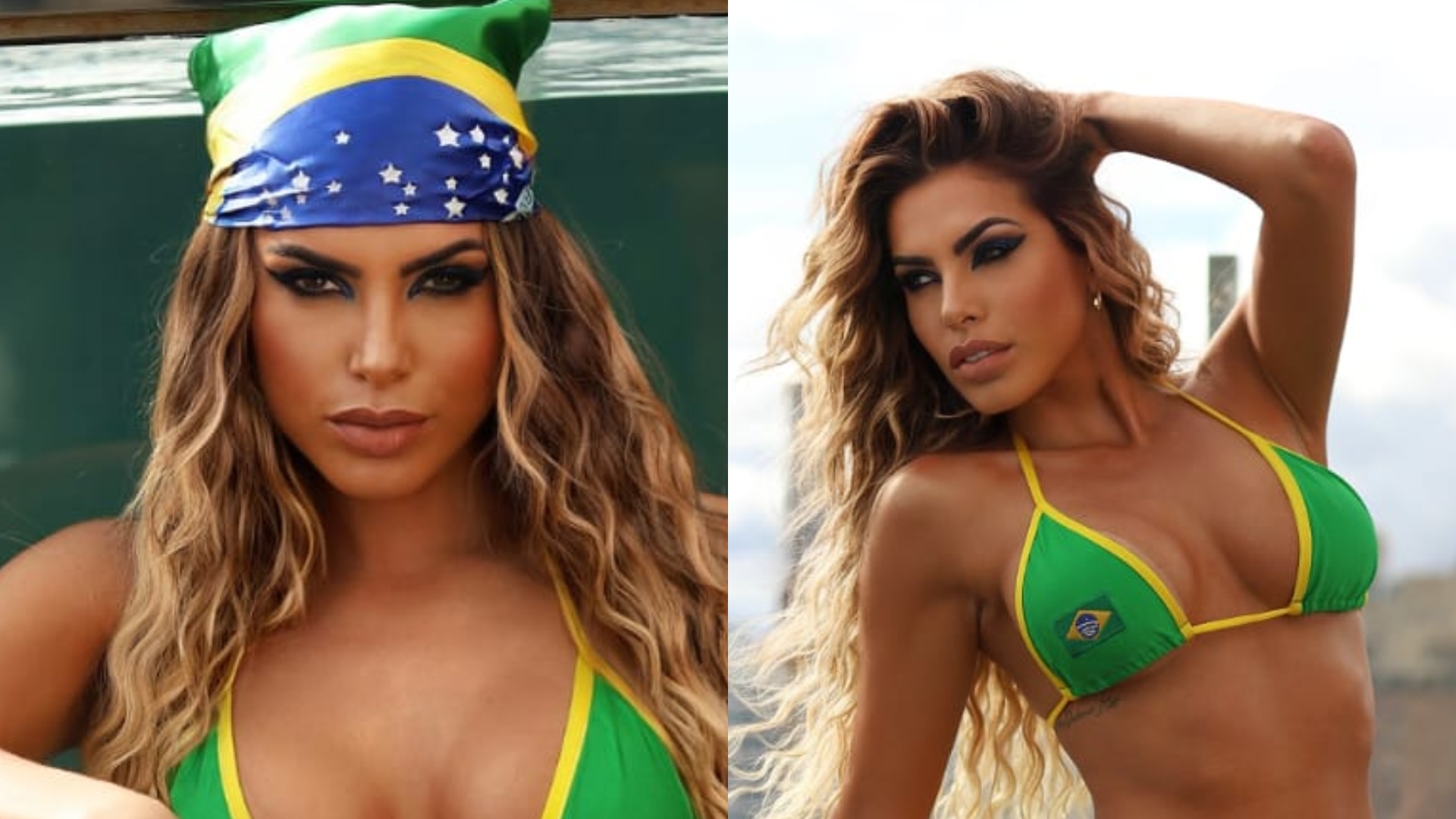 Ex-Fazenda Erika Schneider posa de biquíni verde e amarelo e exibe corpão: “Vou dar uma secadinha”