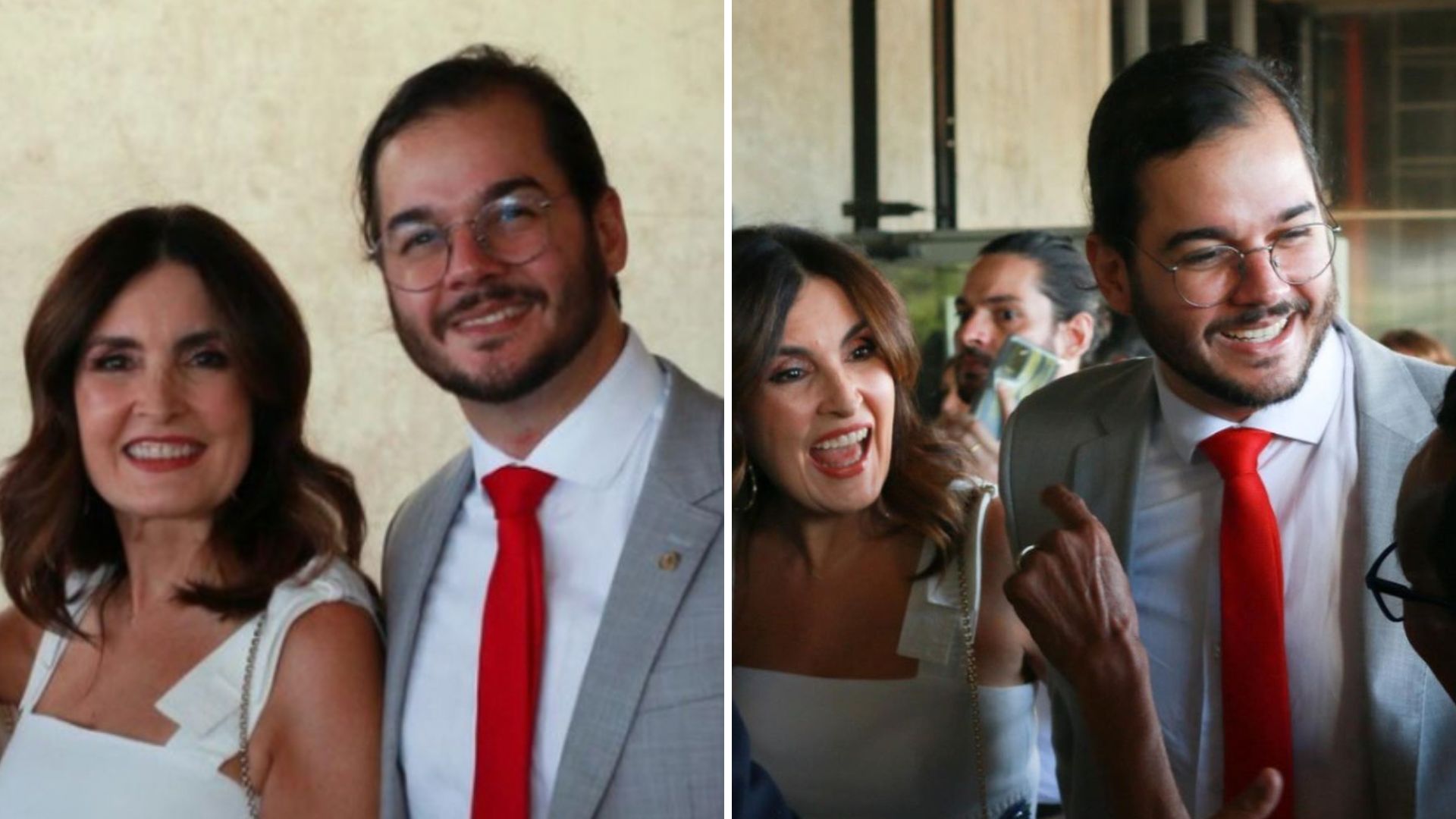 Look de Fátima Bernardes na diplomação do namorado divide opiniões: “Inadequado”