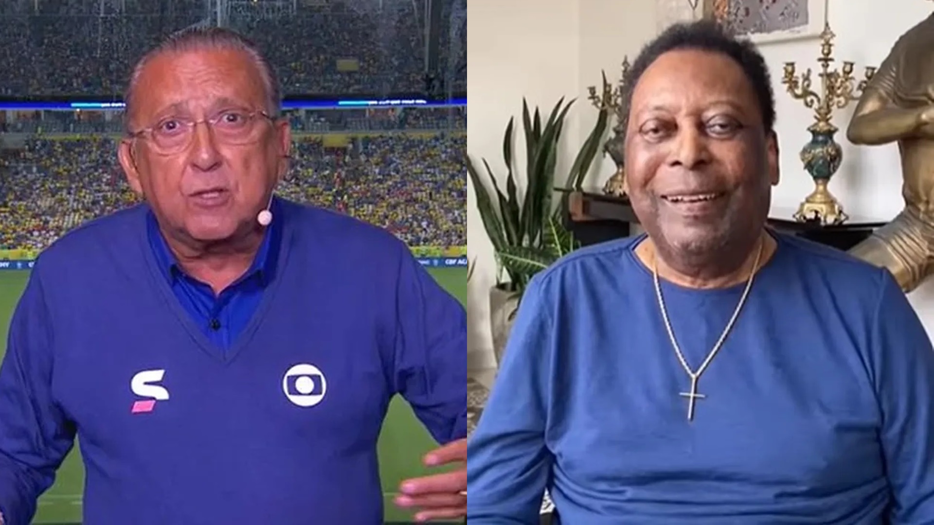 Galvão Bueno para transmissão e faz apelo sobre saúde de Pelé: “Seja qual for sua crença”