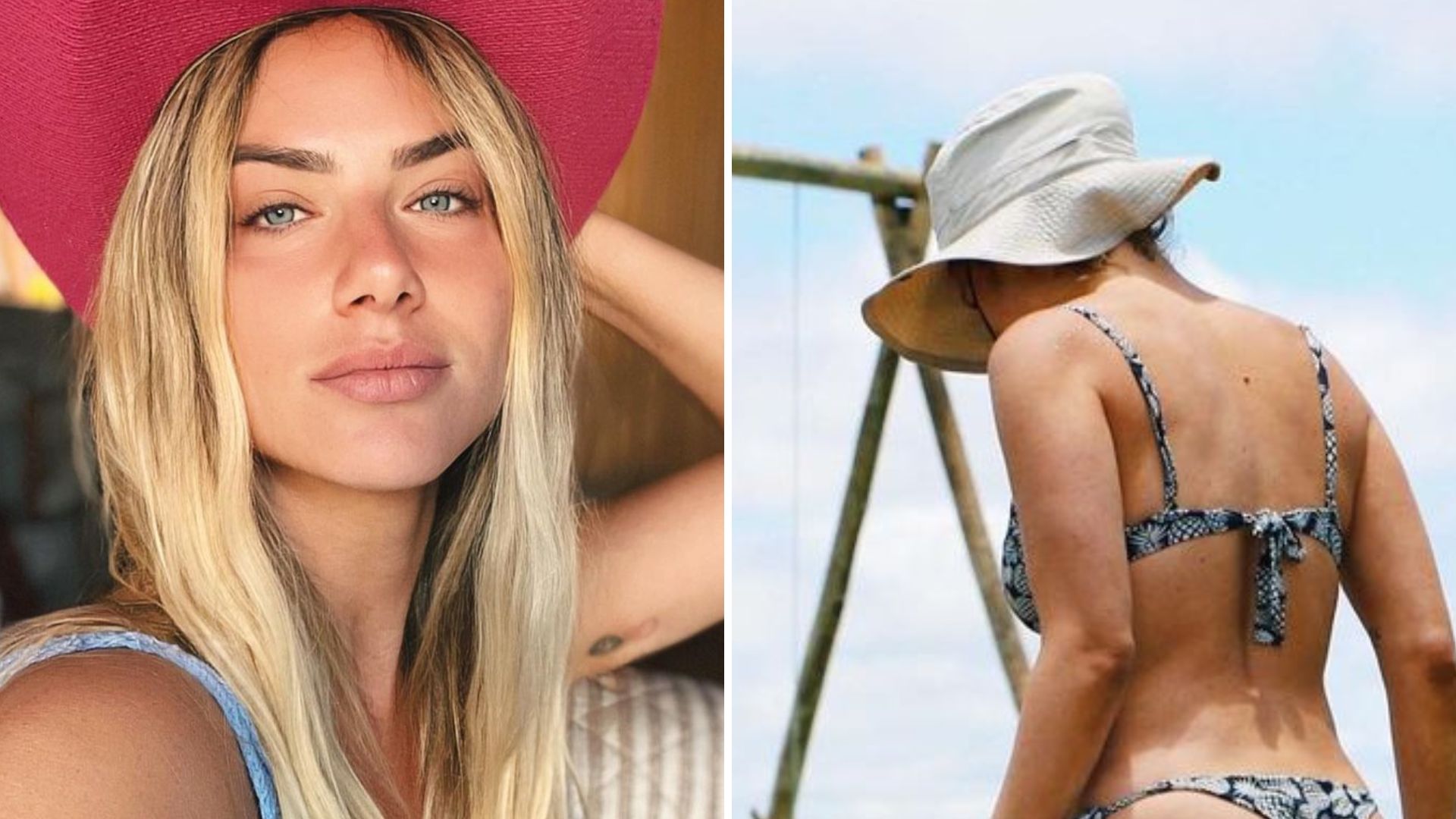 De costas, Giovanna Ewbank posa de biquíni ao lado do caçula e web reage: “Tá grandão”