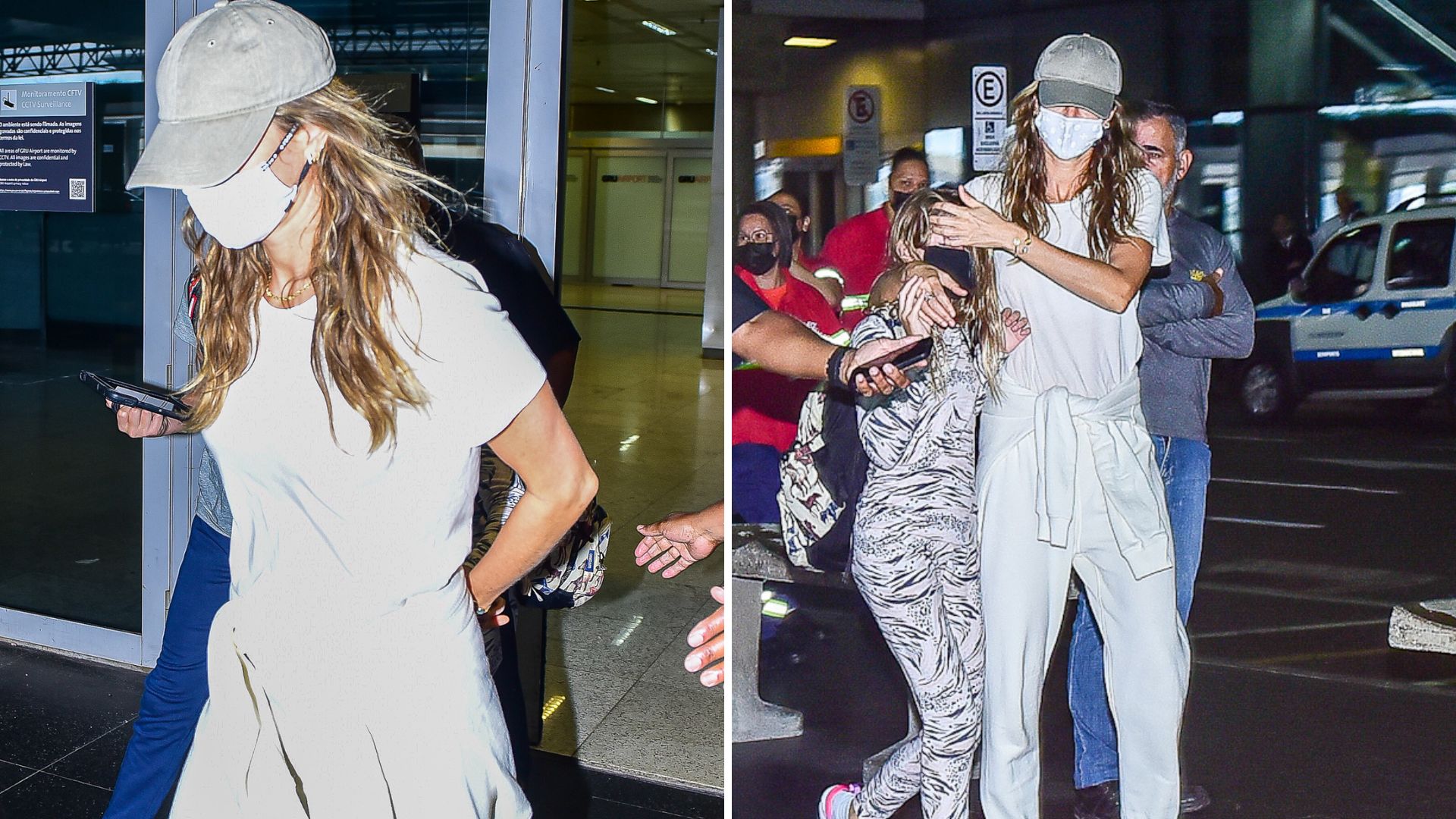 Agora solteira, Gisele Bündchen desembarca no Brasil com os filhos e cercada por seguranças
