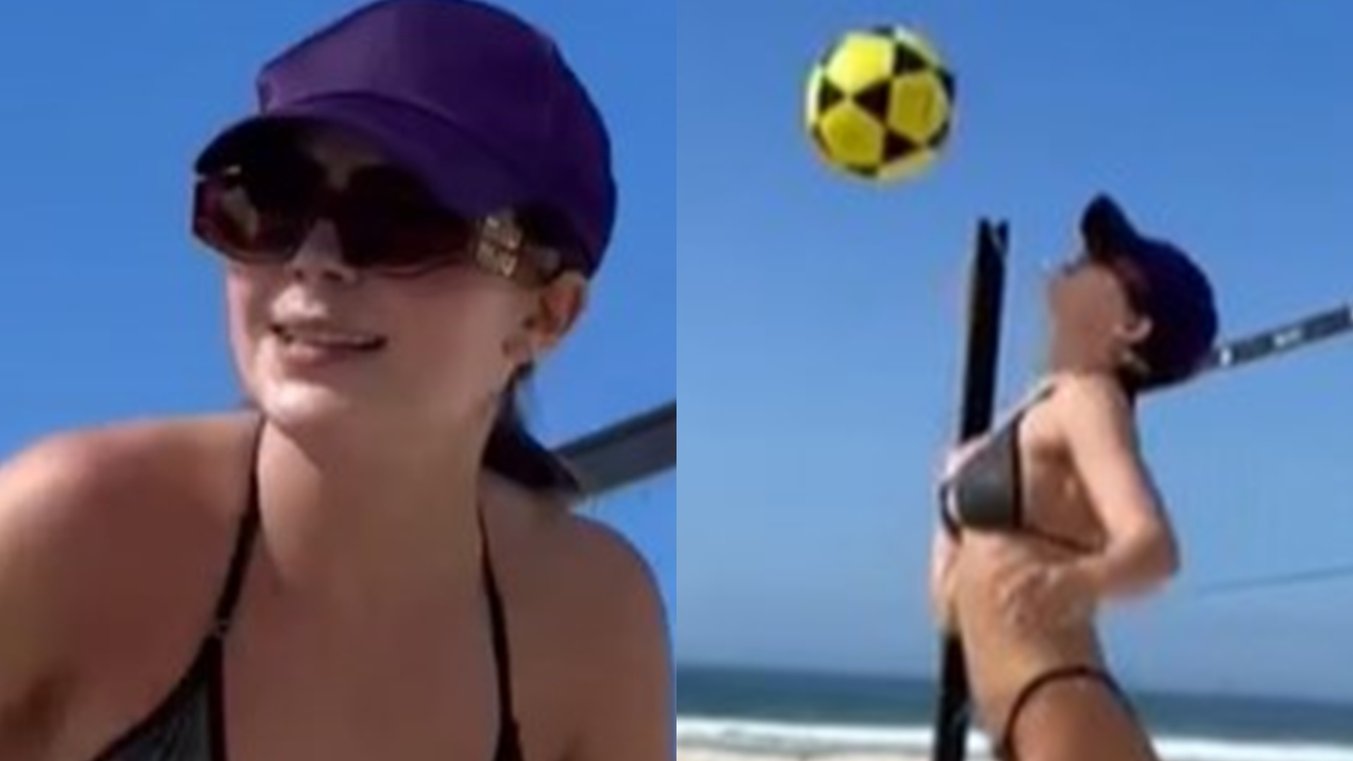 Jade Picon exibe corpão malhado durante aula de futevôlei em praia do Rio